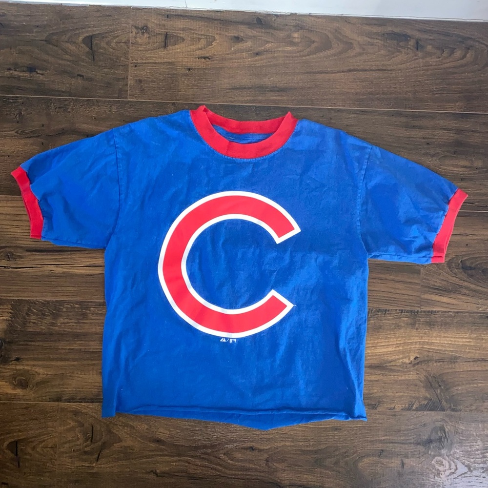 Vintage 80s Chicago Cubs Ringer Shirt Big Logo